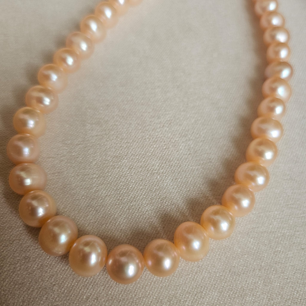 Dawnlit Peach Glow · Cultured Freshwater Pearl Necklace