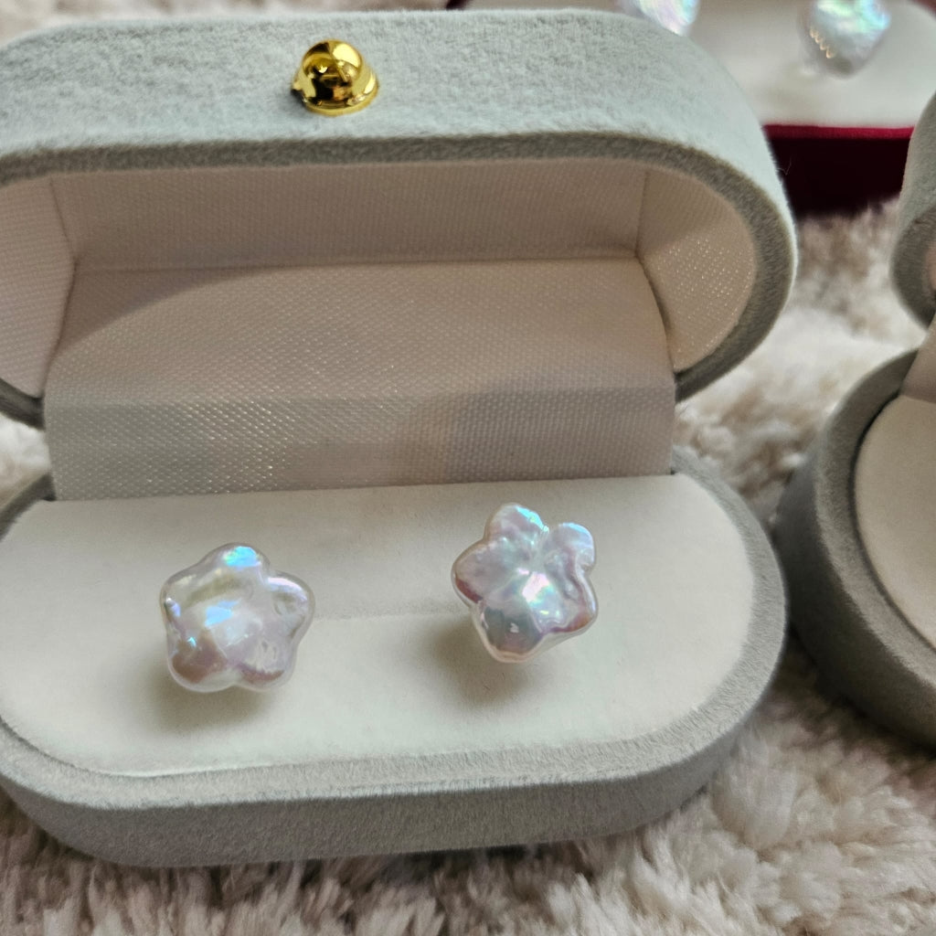 Starlight Glow · Baroque Star Freshwater Pearl Stud Earrings