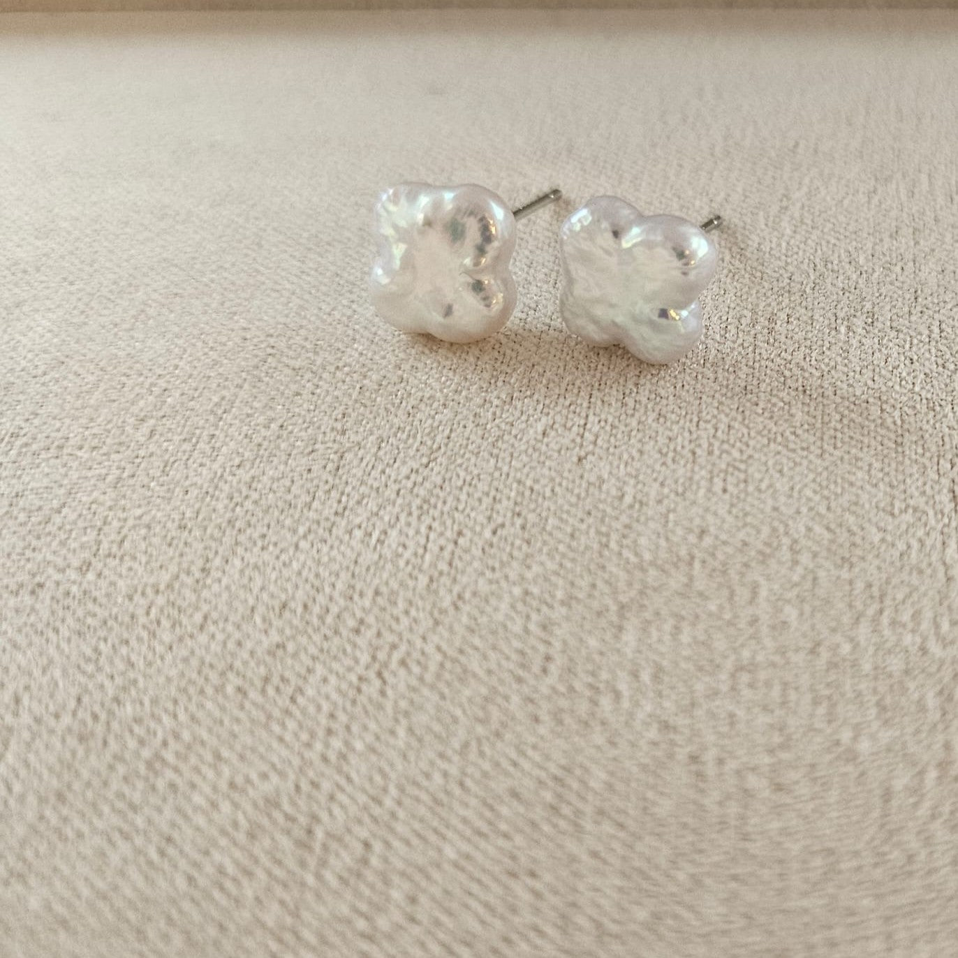 Little Luck · Baroque Clover Freshwater Pearl Stud Earrings