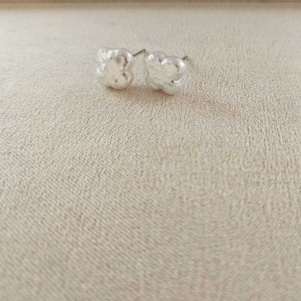 Little Luck · Baroque Clover Freshwater Pearl Stud Earrings