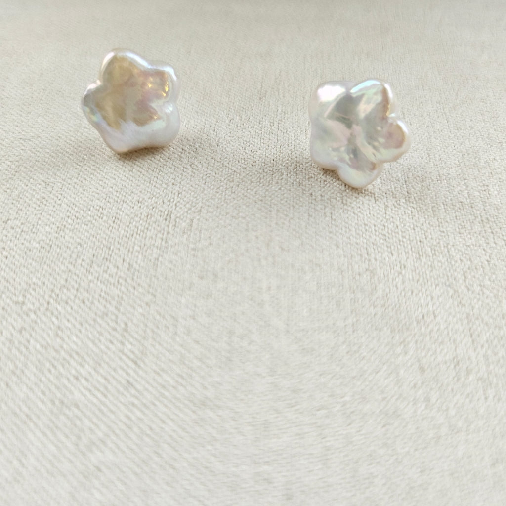 Starlight Glow · Baroque Star Freshwater Pearl Stud Earrings