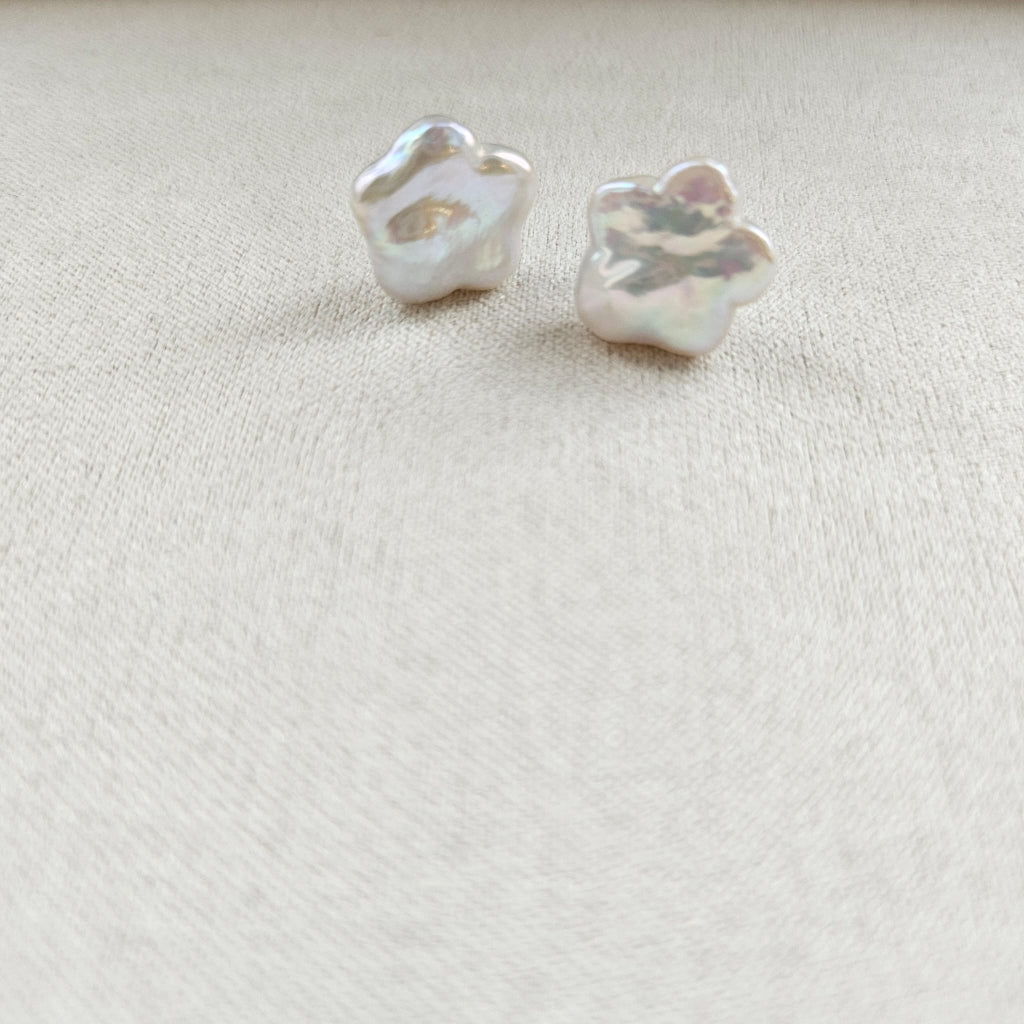 Starlight Glow · Baroque Star Freshwater Pearl Stud Earrings