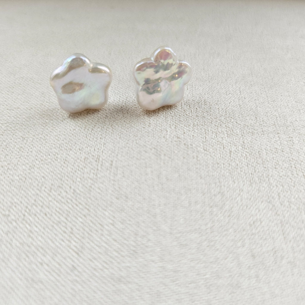 Starlight Glow · Baroque Star Freshwater Pearl Stud Earrings