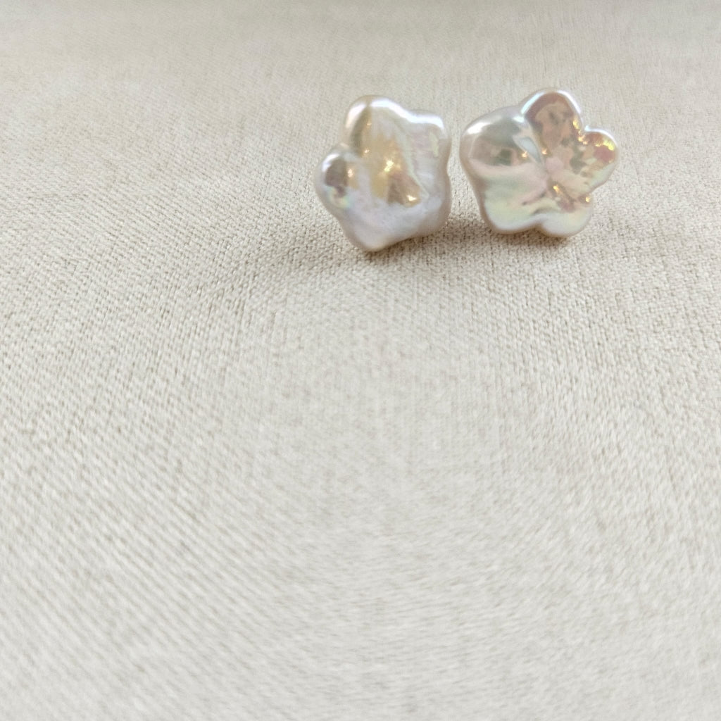 Starlight Glow · Baroque Star Freshwater Pearl Stud Earrings
