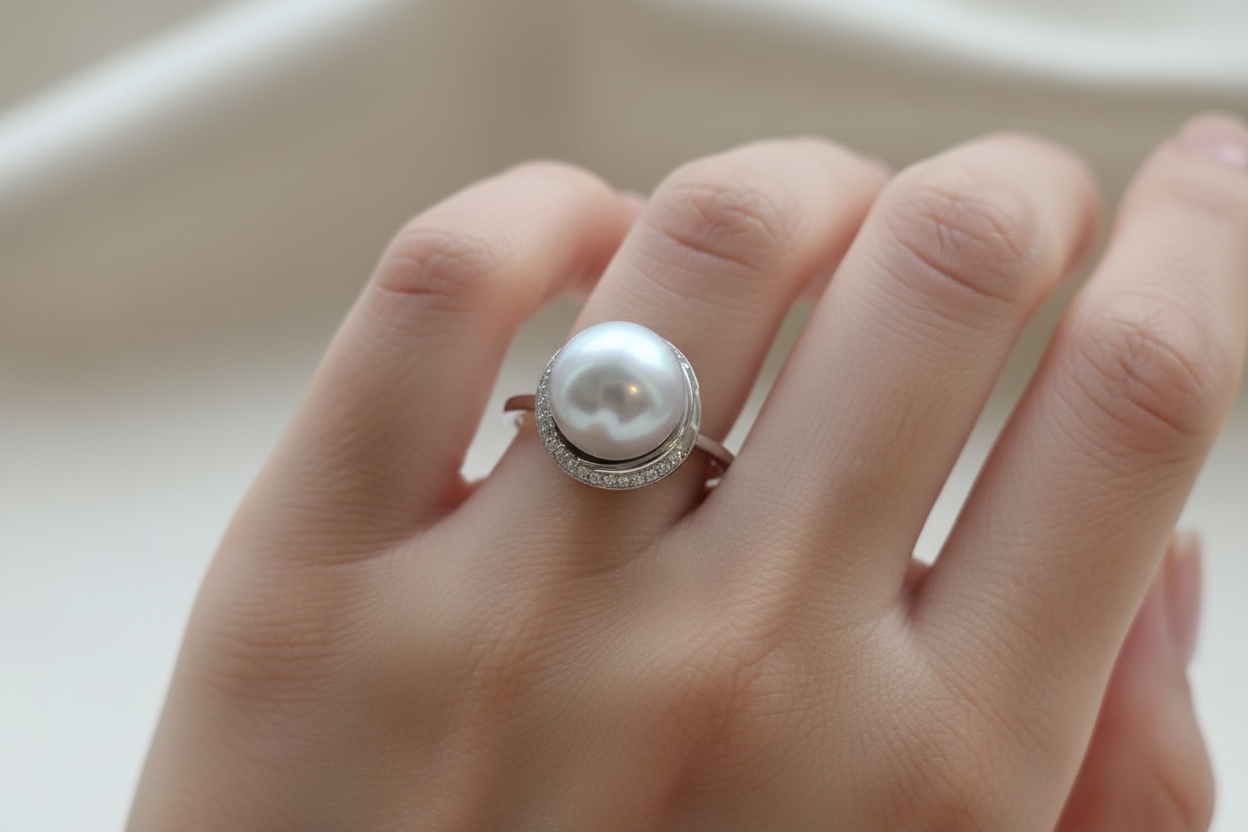 Luminous Halo Shintama Akoya Pearl Ring