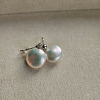 Baroque Coin Freshwater Pearl Drop Earrings, 13–14 mm, 925 Silver
