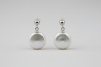 Baroque Coin Freshwater Pearl Drop Earrings, 13–14 mm, 925 Silver