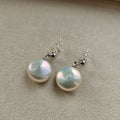 Baroque Coin Freshwater Pearl Drop Earrings, 13–14 mm, 925 Silver