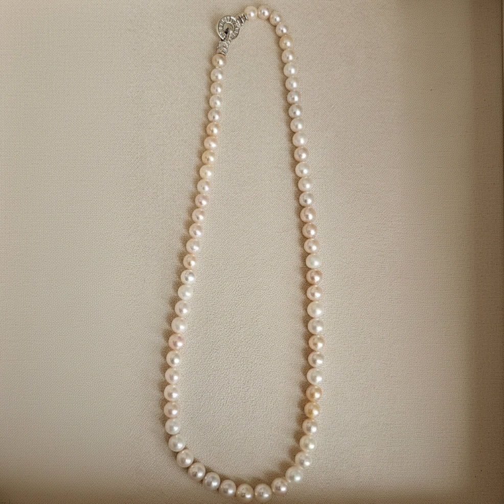 5–6 mm Pastel Freshwater Pearl Necklace with Silver Clasp
