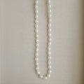 White Oval Freshwater Pearl Necklace with Silver Clasp
