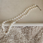 White Oval Freshwater Pearl Necklace with Silver Clasp