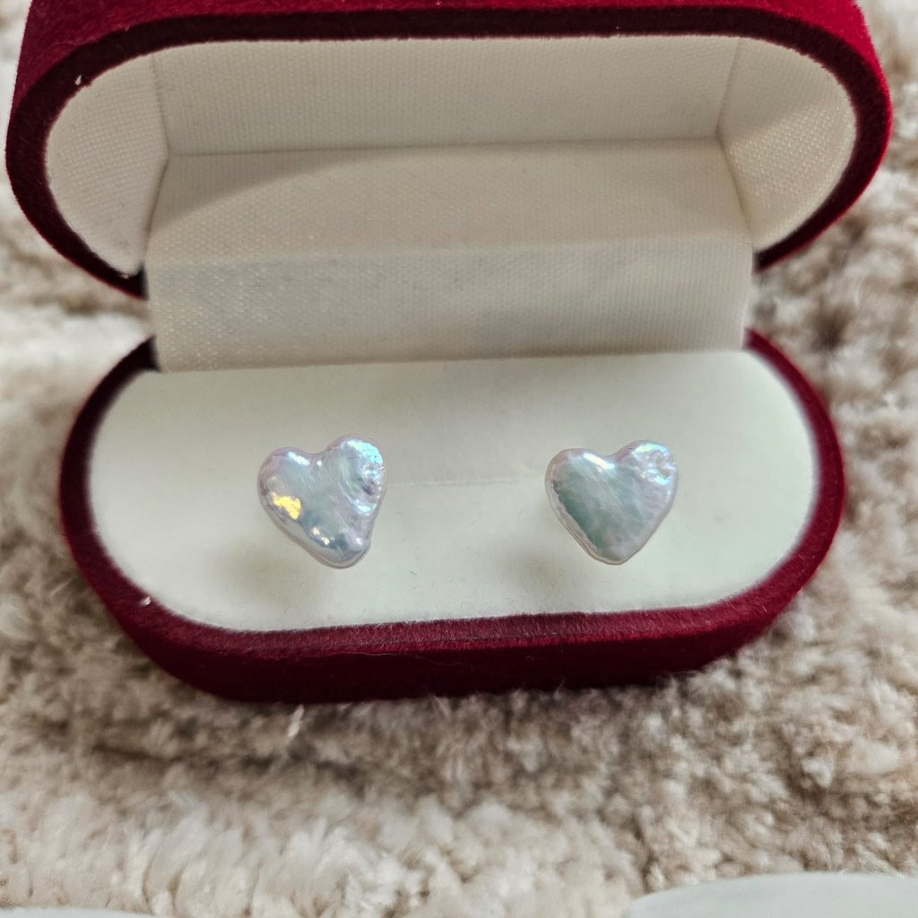 Heartfelt Glow · Baroque Heart Freshwater Pearl Stud Earrings