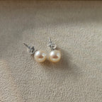 Soft White Glow ·  Freshwater Pearl Stud Earrings