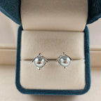 Framed Gleam · 7–8mm Akoya Pearl 3‑Way Stud Earrings