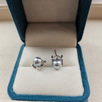 Framed Gleam · 7–8mm Akoya Pearl 3‑Way Stud Earrings
