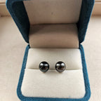 Black Tahitian Pearl Stud Earrings, Classic Round, 8-8.5mm