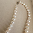 8.5–9.5 mm White Freshwater Pearl Necklace, 40 cm, Silver Clasp